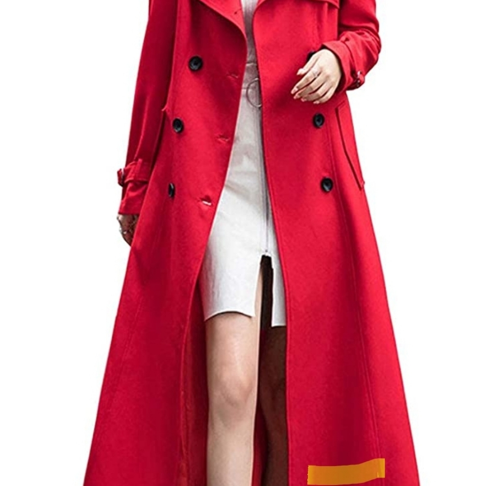 NEW Red Double Breasted Trench Coat